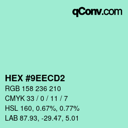 カラーコード: HEX #9EECD2 | qconv.com