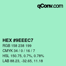 颜色代码: HEX #9EEEC7 | qconv.com