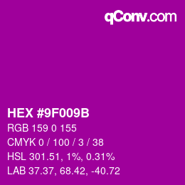 Color code: HEX #9F009B | qconv.com