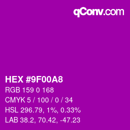 Color code: HEX #9F00A8 | qconv.com