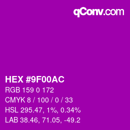 Color code: HEX #9F00AC | qconv.com