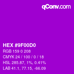 Color code: HEX #9F00D0 | qconv.com