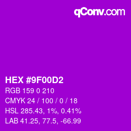 Código de color: HEX #9F00D2 | qconv.com