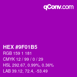 Color code: HEX #9F01B5 | qconv.com