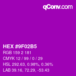 カラーコード: HEX #9F02B5 | qconv.com