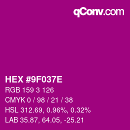 Color code: HEX #9F037E | qconv.com
