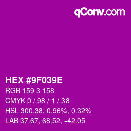 Color code: HEX #9F039E | qconv.com