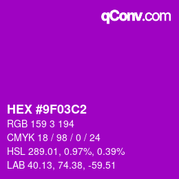 Color code: HEX #9F03C2 | qconv.com