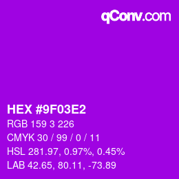 カラーコード: HEX #9F03E2 | qconv.com