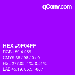 Color code: HEX #9F04FF | qconv.com