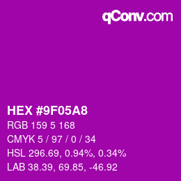 Color code: HEX #9F05A8 | qconv.com