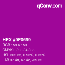 カラーコード: HEX #9F0699 | qconv.com