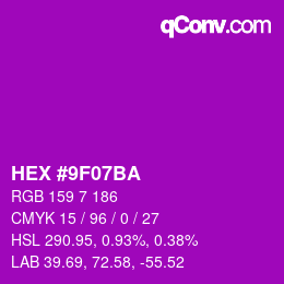 カラーコード: HEX #9F07BA | qconv.com