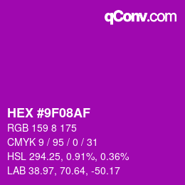 Color code: HEX #9F08AF | qconv.com