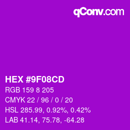Color code: HEX #9F08CD | qconv.com