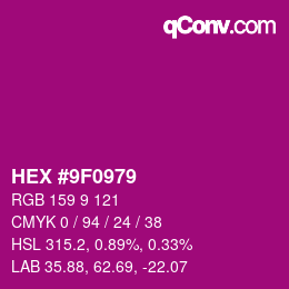 カラーコード: HEX #9F0979 | qconv.com