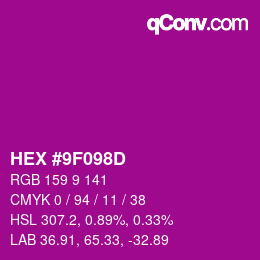 カラーコード: HEX #9F098D | qconv.com