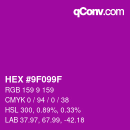 カラーコード: HEX #9F099F | qconv.com