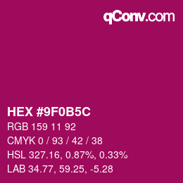 Color code: HEX #9F0B5C | qconv.com