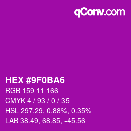 Color code: HEX #9F0BA6 | qconv.com