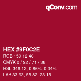 Color code: HEX #9F0C2E | qconv.com