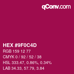 Color code: HEX #9F0C4D | qconv.com