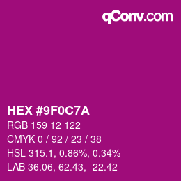 Color code: HEX #9F0C7A | qconv.com