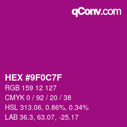 Color code: HEX #9F0C7F | qconv.com