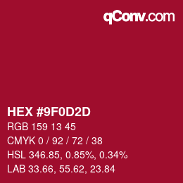 Color code: HEX #9F0D2D | qconv.com