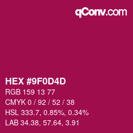 カラーコード: HEX #9F0D4D | qconv.com
