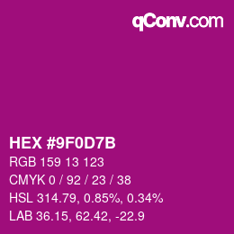Color code: HEX #9F0D7B | qconv.com