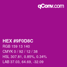 Code couleur: HEX #9F0D8C | qconv.com