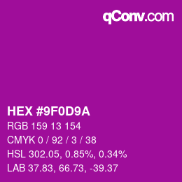 Color code: HEX #9F0D9A | qconv.com