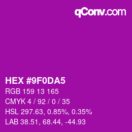 颜色代码: HEX #9F0DA5 | qconv.com