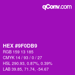 Color code: HEX #9F0DB9 | qconv.com