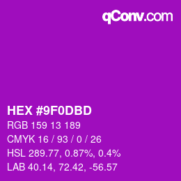 カラーコード: HEX #9F0DBD | qconv.com