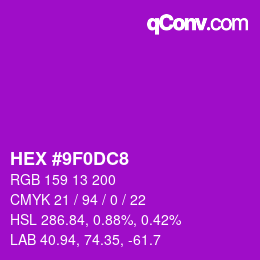 Color code: HEX #9F0DC8 | qconv.com