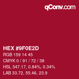 Color code: HEX #9F0E2D | qconv.com