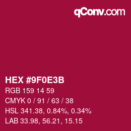 Color code: HEX #9F0E3B | qconv.com