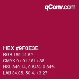 Color code: HEX #9F0E3E | qconv.com