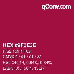 Code couleur: HEX #9F0E3E | qconv.com