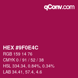 Color code: HEX #9F0E4C | qconv.com