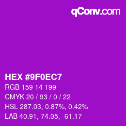 Color code: HEX #9F0EC7 | qconv.com