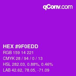 颜色代码: HEX #9F0EDD | qconv.com