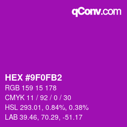 Color code: HEX #9F0FB2 | qconv.com