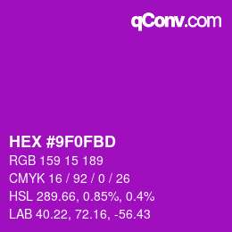 Color code: HEX #9F0FBD | qconv.com