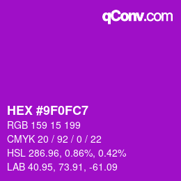颜色代码: HEX #9F0FC7 | qconv.com