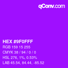 Color code: HEX #9F0FFF | qconv.com
