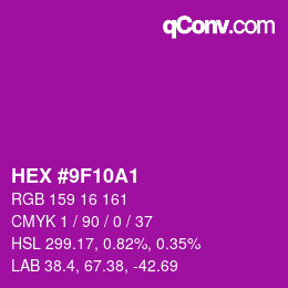 カラーコード: HEX #9F10A1 | qconv.com