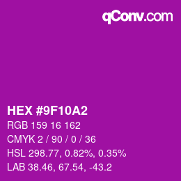 Color code: HEX #9F10A2 | qconv.com